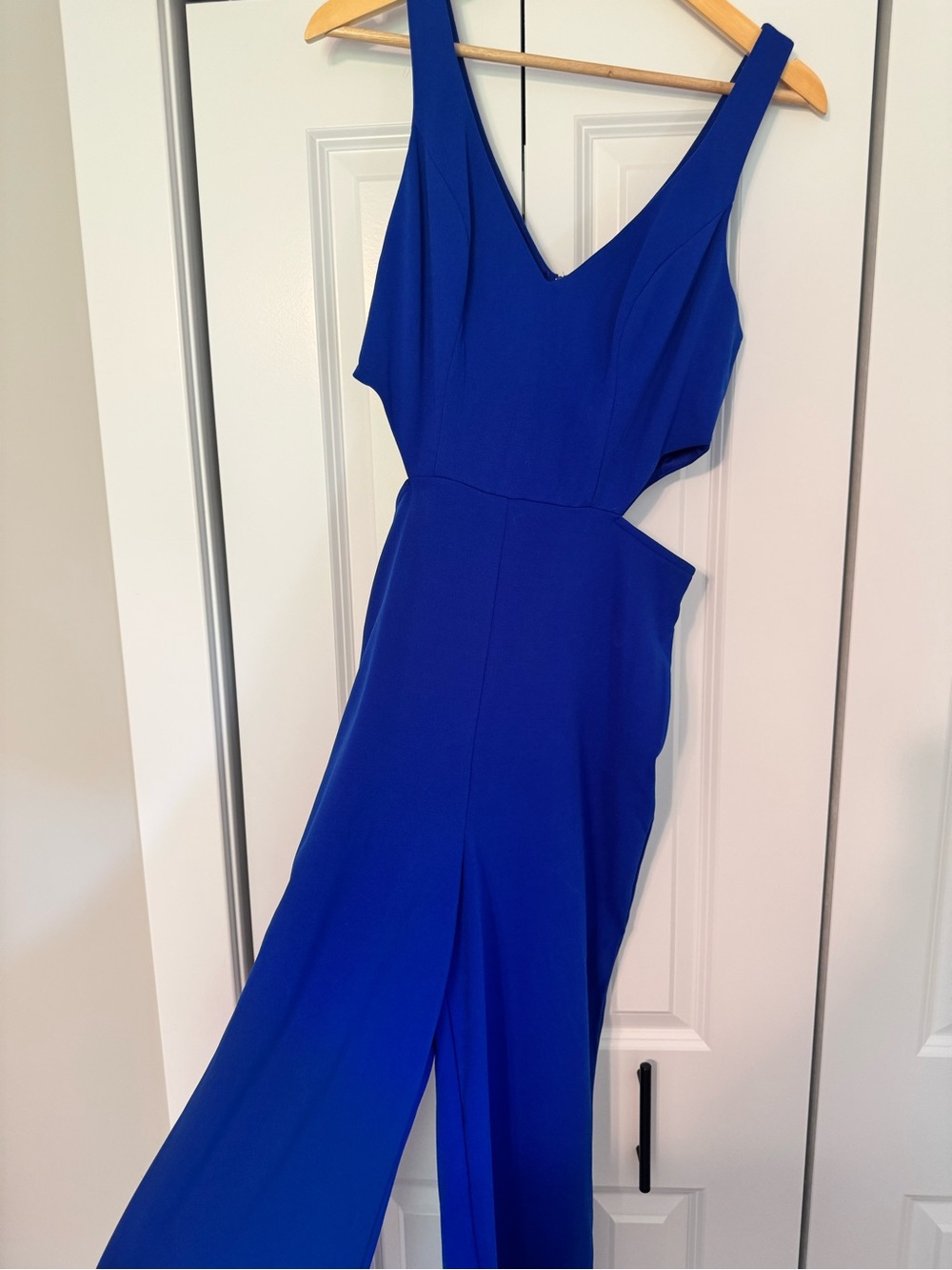 Blue Women's V-Neck Cutout Jumpsuit